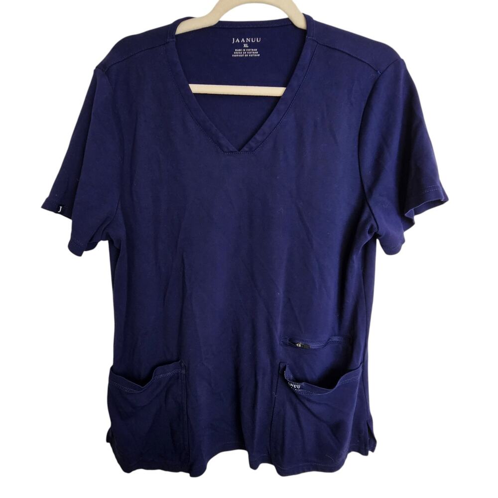 Jaanuu Scrubs Women XL Navy Blue Jaanuu Scrub Top Short Sleeve Scrub Top Work